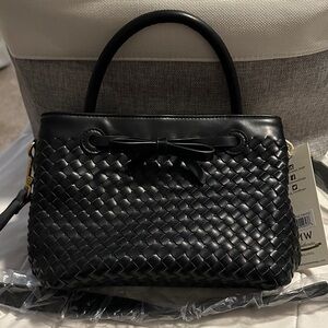 Madison West Black Woven Satchel